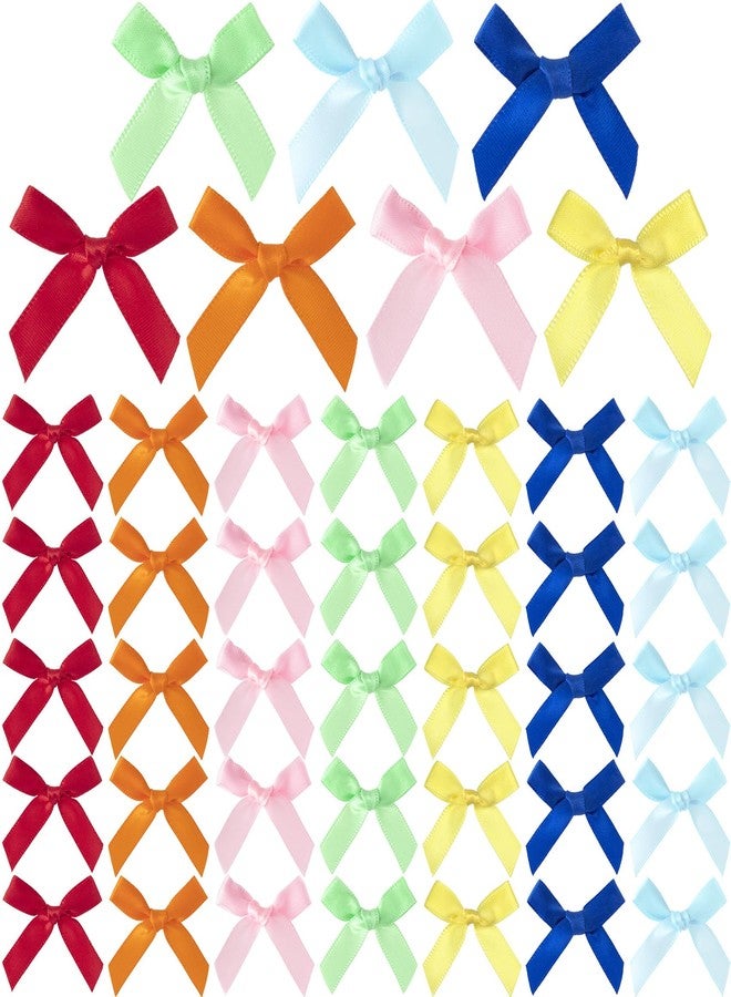SmallCat 70 PCS Mini Ribbon Bows, Small Colorful Satin Ribbon Bow, Cute Soft Bowknot Sewing Accessories for Flowers, Wrapping, Christmas, Wedding, Birthday Party Decoration - Image 1